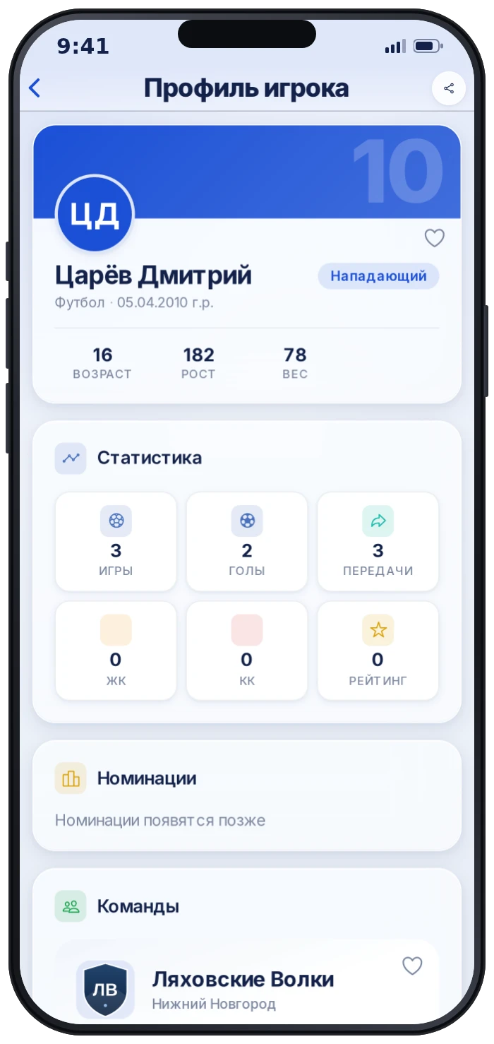профиль игрока: статистика сезона